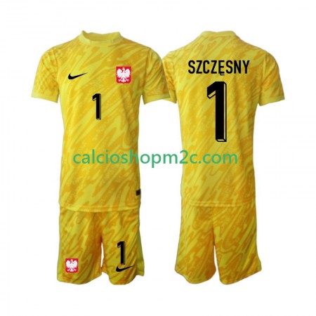 Polonia Szczesny 1 Portiere Bambino Maglia Prima 2024 Manica Corta (+ Pantaloncini)